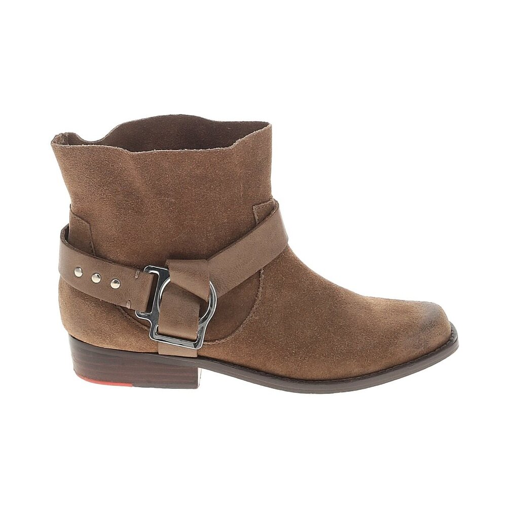 Joe's Women's Brown Saki Suede Leather Buckle Harness Ankle Booties Size‎ 10M